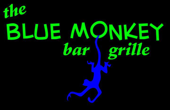 The blue monkey bar grill logo.